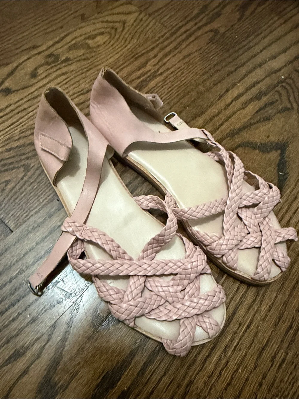 Zara Braided Pink Open-Toe Sandals